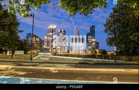 Modern Architecture At Night From The Embankment London UK Stock Photo