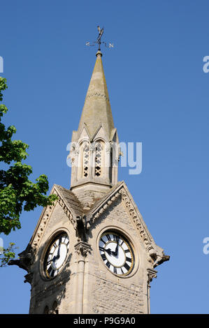 Clock Tower, Aylesbury, Buckinghamshire. The Clock Tower at the centre of Aylesbury's Market Square was built in 1876, Stock Photo