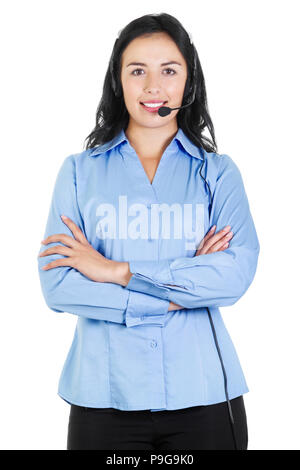 Stock image of female call center operator isolated on white Stock Photo