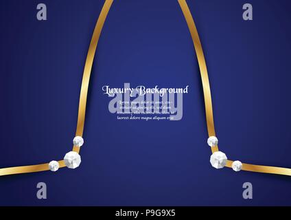 Abstract blue background in premium concept with golden border. Template design for cover, business presentation, web banner, wedding invitation and l Stock Vector
