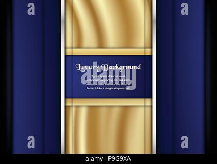 Abstract blue background in premium concept with gold color. Template design for cover, business presentation, web banner, wedding invitation and luxu Stock Vector