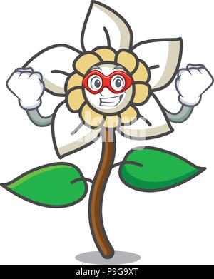 Super hero jasmine flower character cartoon vector illustration Stock Vector