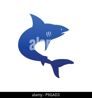 Creative Marine Deep Sea Shark Silhouette Vector Symbol Graphic Logo Design Stock Vector