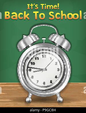 back to school time with alarm clock Stock Vector