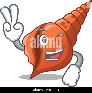 Two finger long shell character cartoon Stock Vector