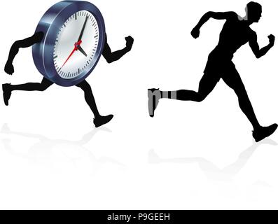 Clock Race Man Concept Stock Vector