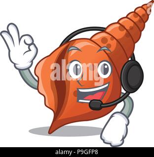 With headphone long shell mascot cartoon Stock Vector