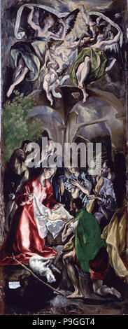 Adoration of the Shepherds, painting by El Greco. Stock Photo