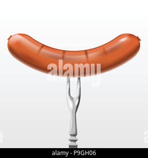 Sausage on the fork, mesh Stock Vector