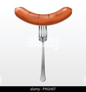 Sausage on the fork, mesh Stock Vector