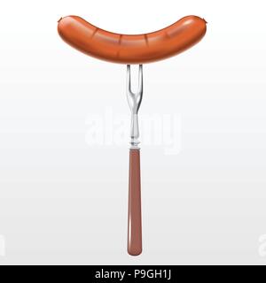 Sausage on the fork, mesh Stock Vector