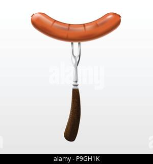 Sausage on the fork, mesh Stock Vector