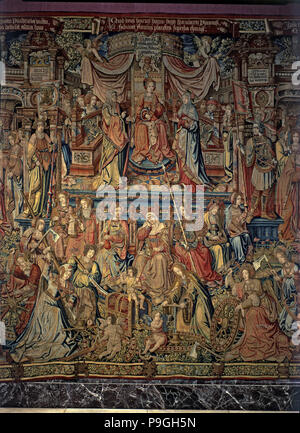 'Honours'. 'Prudence', central detail of the tapestry # 2 representing the cart of Prudence manu… Stock Photo