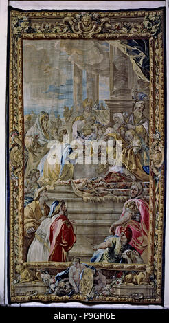 Solomon anointed as king of Israel', tapestry made ??by the Royal Tapestry Factory on cardboards … Stock Photo