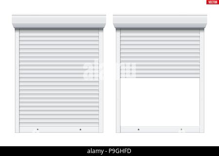 White Roller Shutters on Window Stock Vector