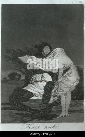 Los Caprichos, series of etchings by Francisco de Goya (1746-1828), plate 36: 'Mala noche' (A bad… Stock Photo