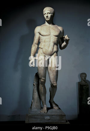 Doryphoros (spear bearer, Roman copy of the time of Tiberius from a Greek original by Polykleitos). Stock Photo