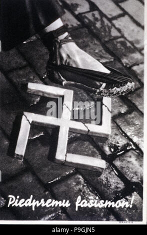 Spanish Civil War (1936 - 1939), Republican poster 'Aixafem the feixisme' written in Esperanto. Stock Photo