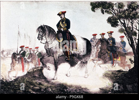 First Carlist War (1833 - 1840), North Carlist troops, the Infante Sebastian Maria Gabriel de Bor… Stock Photo