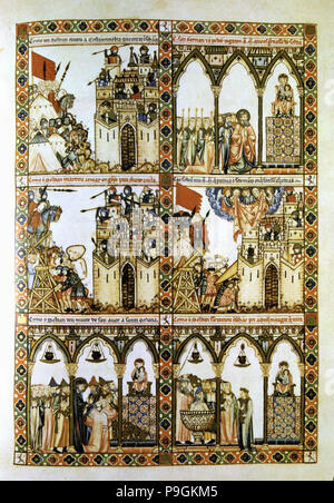 Cantigas de Santa Maria' Cantiga XXVIII, of Alfonso X the Wise (1221-1284). Stock Photo