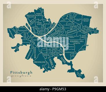 Google Map of Pittsburgh, Pennsylvania, USA - Nations Online Project