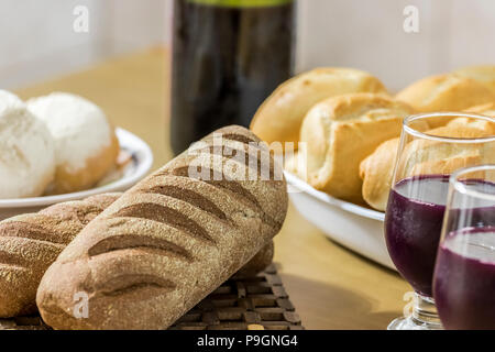 Assorted breads on the table Stock Photo