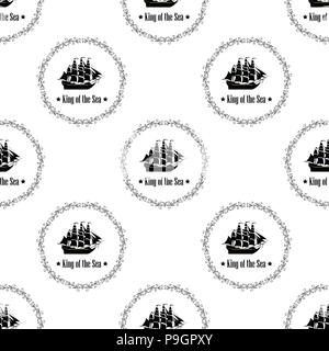 Sign of King of the Sea. Seamless vector pattern. Stock Vector