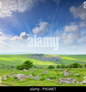 Bodmin Moor, Cornwall, on a bright summer day. The moor was a filming location for the TV series Poldark. Stock Photo