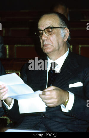 Camilo José Cela (1916-2002), Spanish writer, photo on his seat Senate 1976 Nobel Prize in Litera… Stock Photo