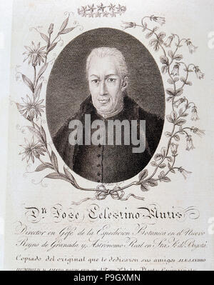 José Celestino Mutis (1732-1808), Spanish-Colombian naturalist, engraving. Stock Photo
