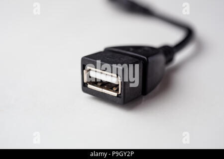 Black Usb OTG hosting Cable Computer Connectivity Stock Photo