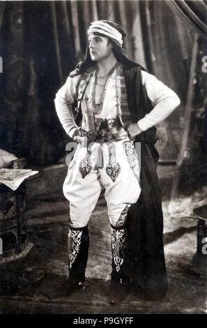 Rudolph Valentino (1895-1926), film actor born in Italy, in a scene from the movie 'The Son of th… Stock Photo