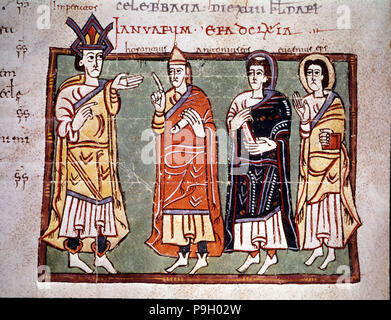 Council held in 622, miniature in the 'Codex Albeldense' (Codex Conciliorum Albeldensis seu Vigil…