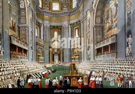 Opening of the I Vatican Council in St. Peter's Basilica (1869 - 1870), by Pope Pius IX on Decemb… Stock Photo