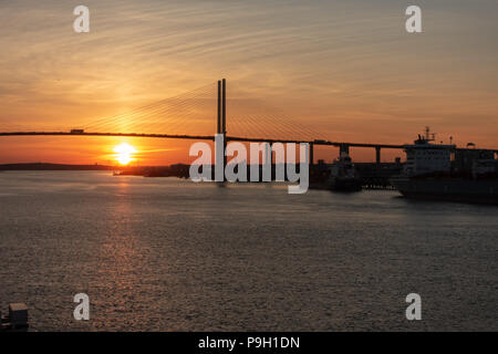 Queen Elizabeth II bridge over the Thames River in London with a sunset Stock Photo