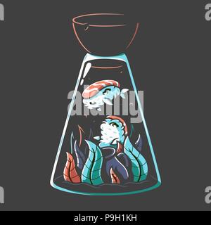 "Sushi Ocean" Digital art (vector based) Sushi nigiri swim in a soy souce ocean Stock Vector