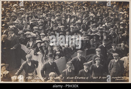 Vintage Photograph Showing Spectators at The Launch of H.M.S. King George V in Portsmouth on October 9th 1911 Stock Photo