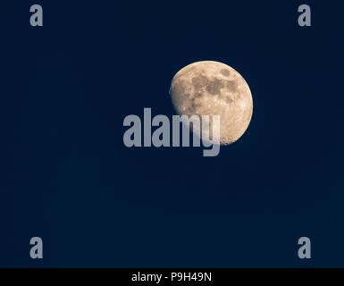 Assateague Island National Seashore, Virginia, Close up of three quarter moon on a clear night Stock Photo