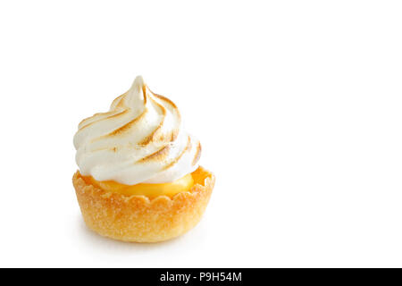 Mini lemon meringue tart isolated on white background Stock Photo