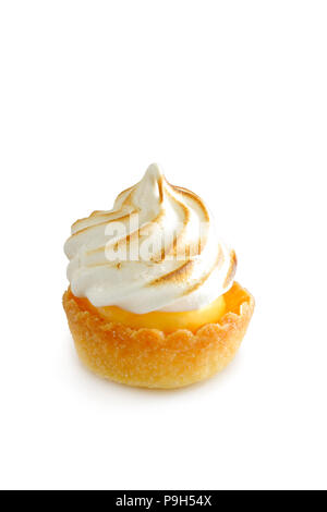 Mini lemon meringue tart isolated on white background Stock Photo