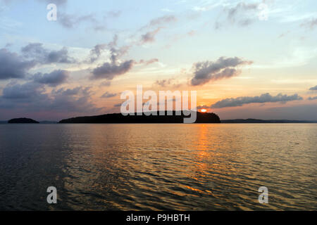 Mallorca sunrise in Magaluf Palmanova beach Magalluf in Balearic Islands Spain. colorful beautiful sky. Exotic island Stock Photo