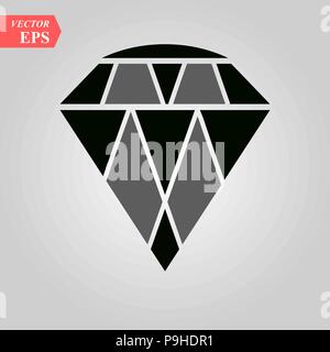 Diamond Icon Vector. Simple flat symbol. Perfect Black pictogram illustration on white background. Stock Vector