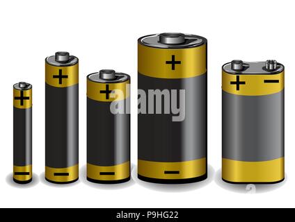 set of batteries isolated on the white background Stock Vector