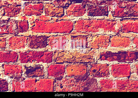 Pink color of brick wall. close up Stock Photo