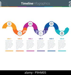 Clean and Colourful TimeLine Curved Infographics in vector format Stock Vector