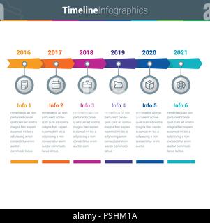 Clean and Colourful TimeLine Arrow Infographics Stock Vector