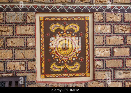 mud and mirror work wall Bhuj Kutch Gujarat India Stock Photo - Alamy