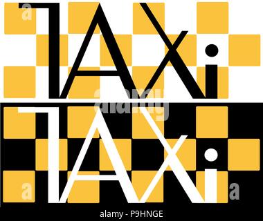 black and white taxi inscription on a black and white background taxi minimalistic logo Stock Vector