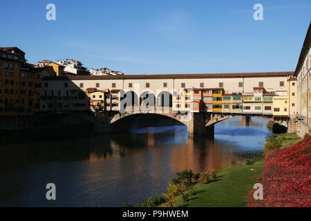 Florence, overlooking the east side of Ponte Vecchio Stock Photo