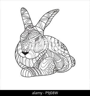 Coloring, coloring page, bunny, rabbit, rodent, pattern, vector Stock Vector